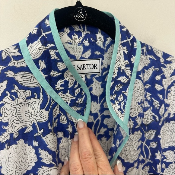 Sue Sartor Kimono Duster Blue Floral - Picture 7 of 10